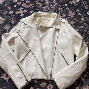 Women's Faux Leather White Jacket